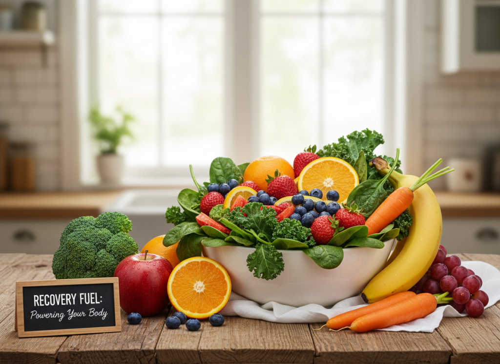 Fruits and vegetables provide vitamins, minerals, and antioxidants. Leafy greens, berries, oranges, bananas, and carrots help reduce muscle soreness and improve recovery. They also boost immunity, keeping the body healthy during intense training.